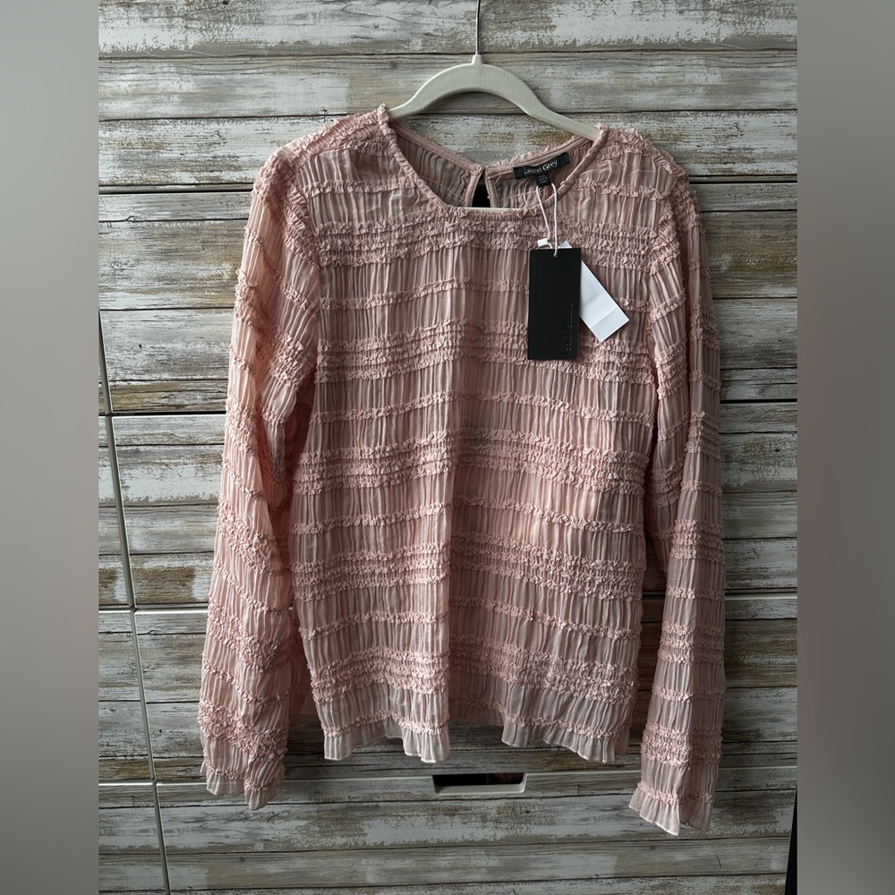 NWT Laurel Grey Blush Textured Top • Sheer XXL Boho Blouse